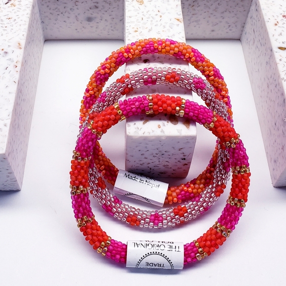 CAROUSEL -Original Roll-On® Bracelets, 7" round, made in Nepal #2 (3 pieces) - Picture 1 of 5